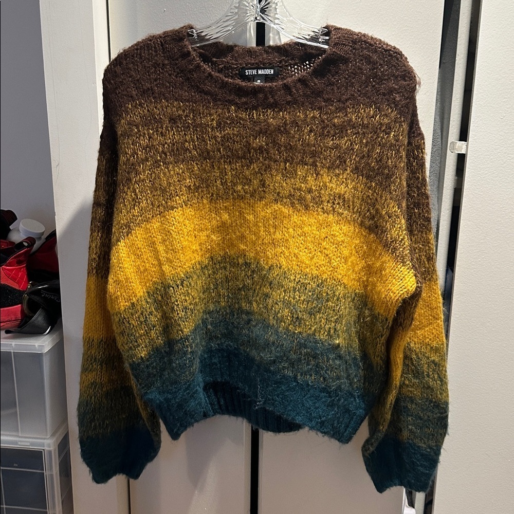 Steve Madden Brown and Yellow Knit Sweater